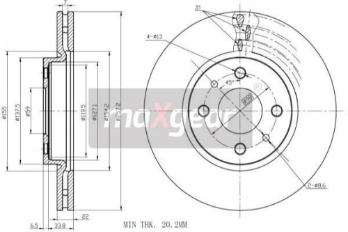 2X Maxgear 19-0998 Bremsscheibe FüR Alfa Romeo CitroËN Passend FüR Fiat-image