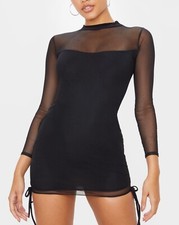 Boutique Women’s Black Mesh High Neck Bodycon Dress Size 8 BNWT