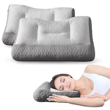 2 Pack Ergonomic Bed Pillow Orthopedic Support Pillow Neck Pain Relief for Home