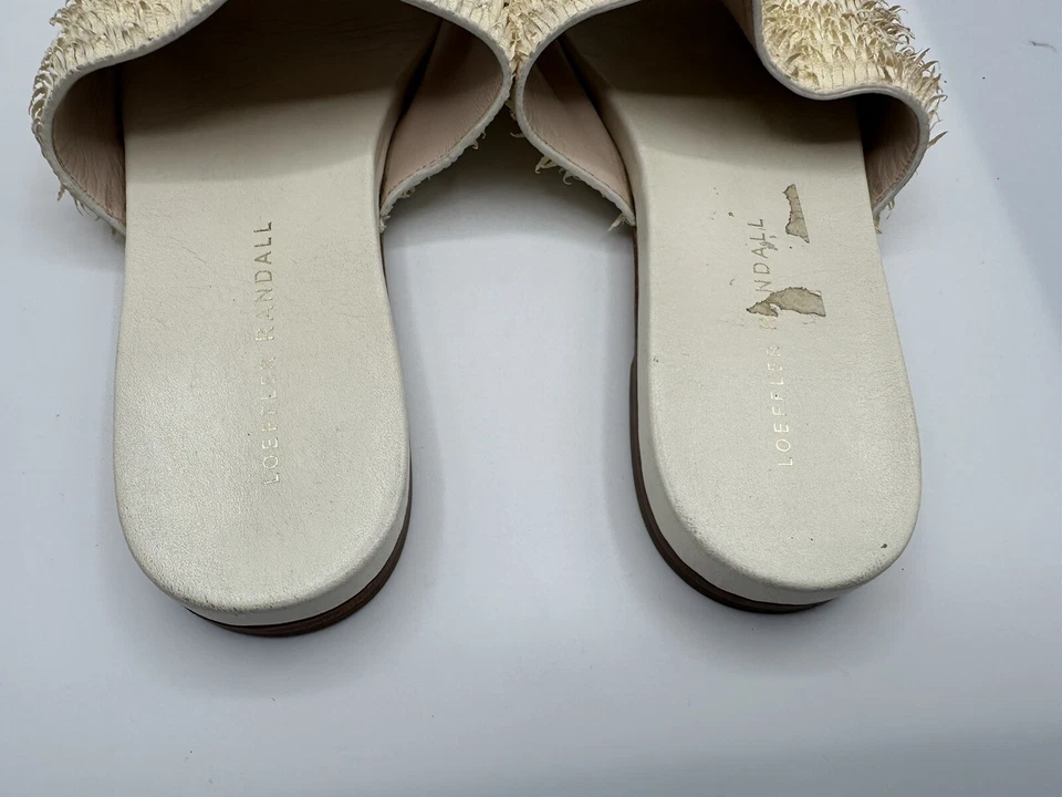 Sandalia Loeffler Randall Ava de cuero marfil con flecos para mujer talla 7,5B Foto 3 de 4