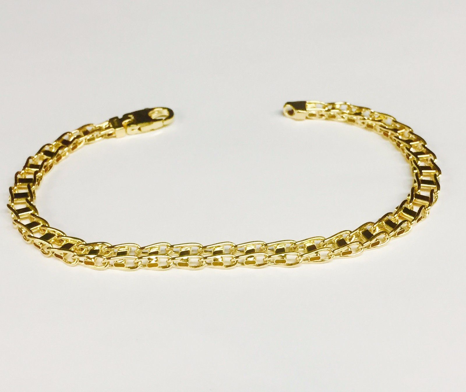 14k Solid Yellow Gold Men Fashion Railroad Link chain/Bracelet 8.5" 5mm