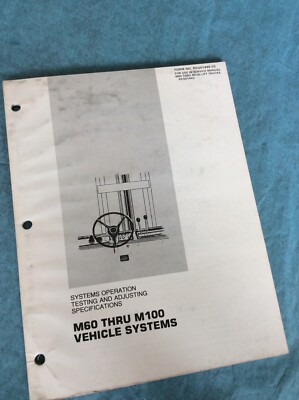 Cat M-60/70/80/90/100 Vehicle Systems Test & Adjust Specs Manual Book Service
