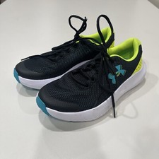 Under Armour Boys' Surge 4 Running Shoes Black/Yellow/Teal 6