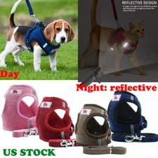 Breathable Small Dog harness Leash SET Pet Cat Mesh Vest Collar Soft Strap XS-XL
