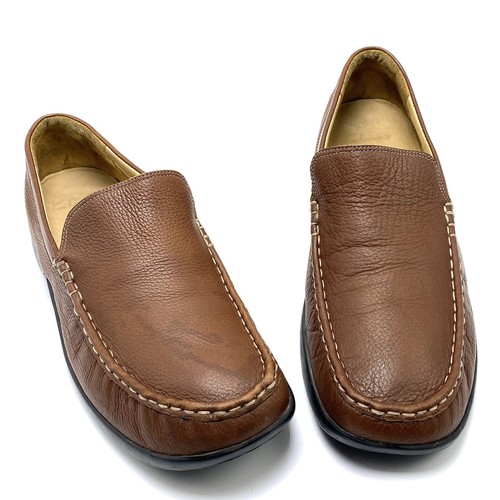 CLARKS Mens Driving Loafers Moc Toe Sz Uk10.5/Us11.5 Pebbled Leather Casual Shoe