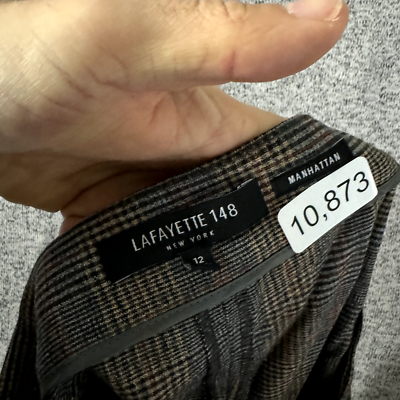 jebas Lafayette 148 Women's Size 12 Plaid Manhattan High Rise Straight