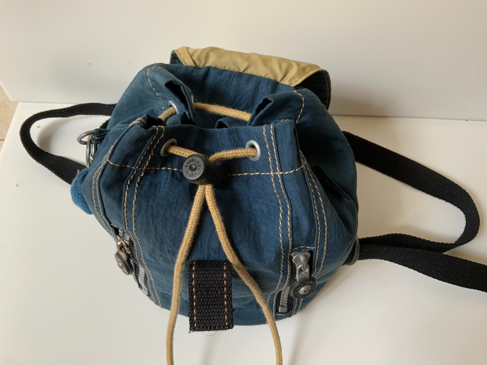 Kipling Navy Blue Nylon drawstring Small backpack… - image 5