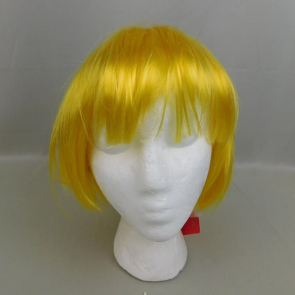 Peluca de pelo corto liso Lulu Bob con flequillo Halloween Juegos con disfraces - Amarillo #6470 Foto 2 de 4
