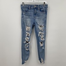 American Eagle Women's Ne x t Level Stretch Hi Rise Jegging Light Blue 6 Short
