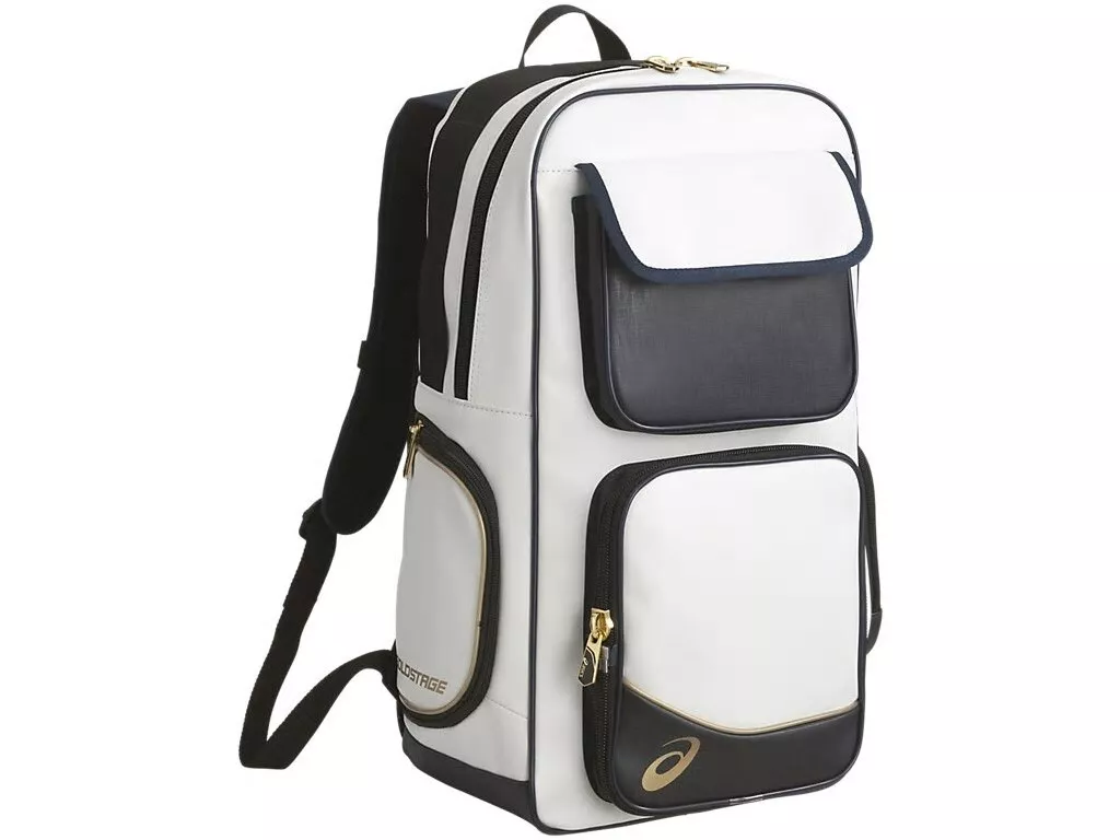 Asics Baseball 35L Backpack Rucksack Gold Stage BEA164 White Navy