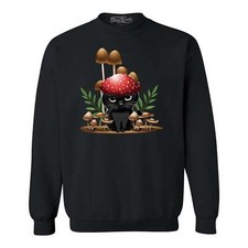 Mushroom Cat Cottagecore Crewnecks Cottage Sweatshirts