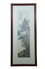 Antique Chinese Jin Zhai Mountain River Landscape Silk Watercolor Painting 60"