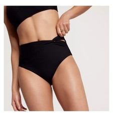 CALIA Women's High Waisted Side Twist Swim Bottoms Black high leg NWT Medium