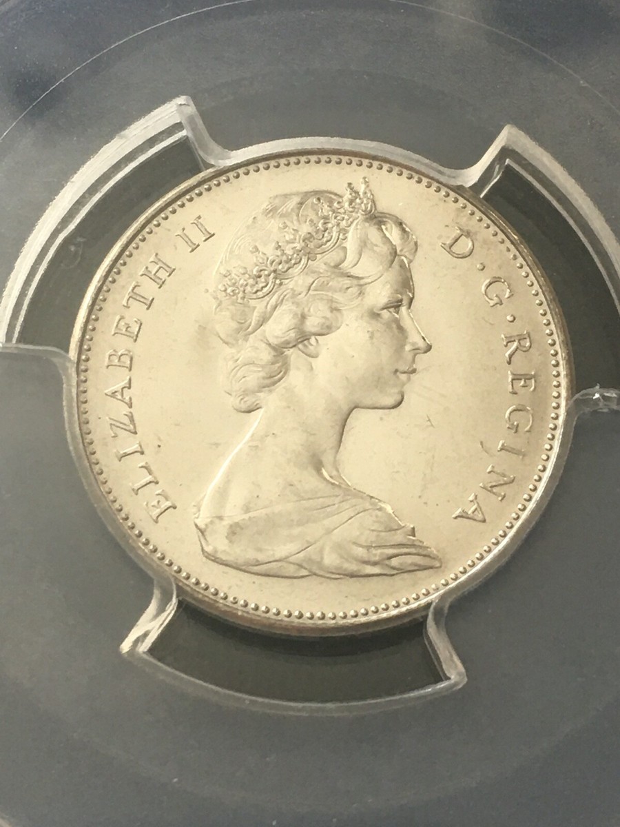 1965 Large Bead (DJ)**,PCGS Graded Canadian, Nickel 5 Cent, **MS