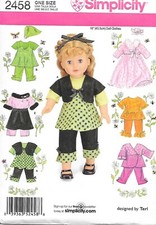 18" Doll Clothes. Six Outfits  Accessories. Simplicity Sewing Pattern. UNCUT