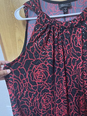 Robe De Soirée Dressbarn Rouge Et Noir à Paillettes - Taille 4 - Neuve Sans étiquette