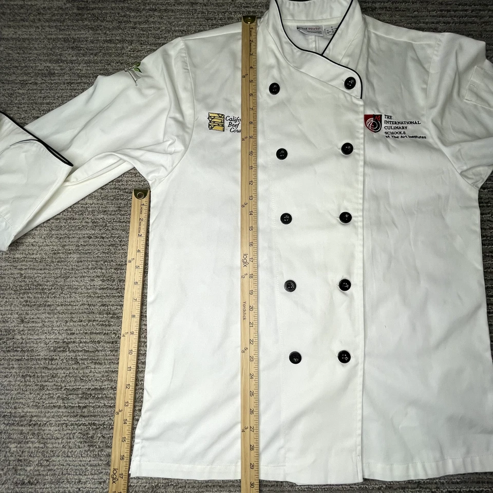 ChefWorks Size S Unisex Jacket Cooking Chef Kitchen Buttons Culinary Arts White - Image 4 of 4