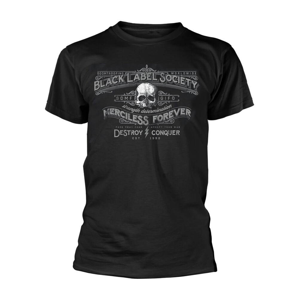 BLACK LABEL SOCIETY - MERCILESS FOREVER BLACK T-Shirt, Front & Back Print Large
