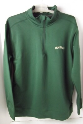 Jameson Irish Whiskey Pullover Adult Sz M 1/4 Zip Green Activewear Long Sleeve