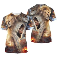 Jesus T-Shirt 3D - Lord's Prayer - Lion Shirt - All Over Printed full Size S-5XL