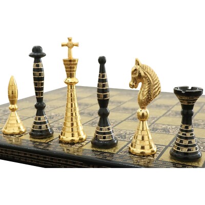 Solid Brass Metal Tribal Artwork Warli Luxury Chess Pieces & Board Set- 12''