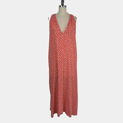 Oscar De La Renta Pink Label Midi A Line Sleeveless Dress Pink Orange Dots  Sz L | eBay