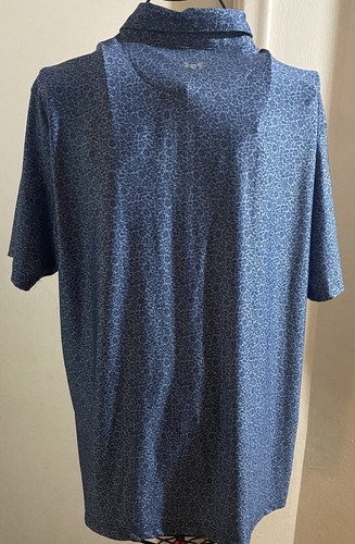 Hickey Freeman Performance Fabric Blue Floral Pattern Golf Shirt Size L - Picture 3 of 4