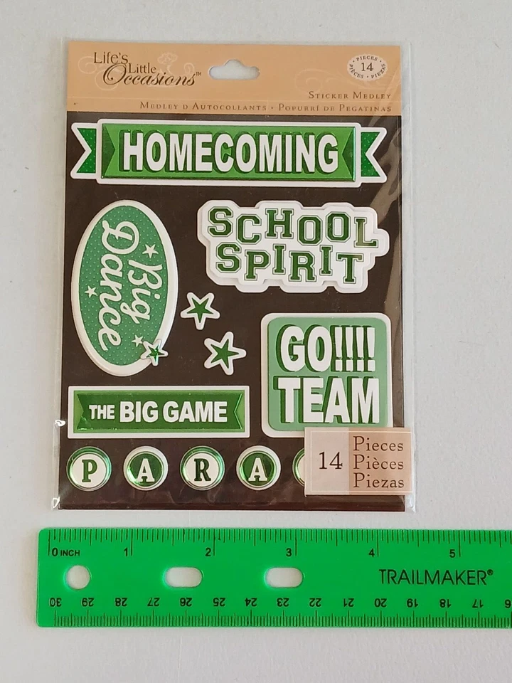 Lote de 11 conjuntos de adesivos para scrapbook K & CO (4 designs) tema escolar verde/branco novo na caixa - Imagem 2 de 4