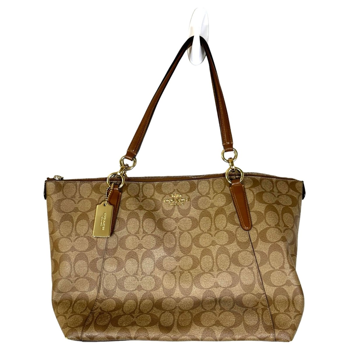 Coach Purse Coach Ava Tote Signature Brown Signature Canvas Coach