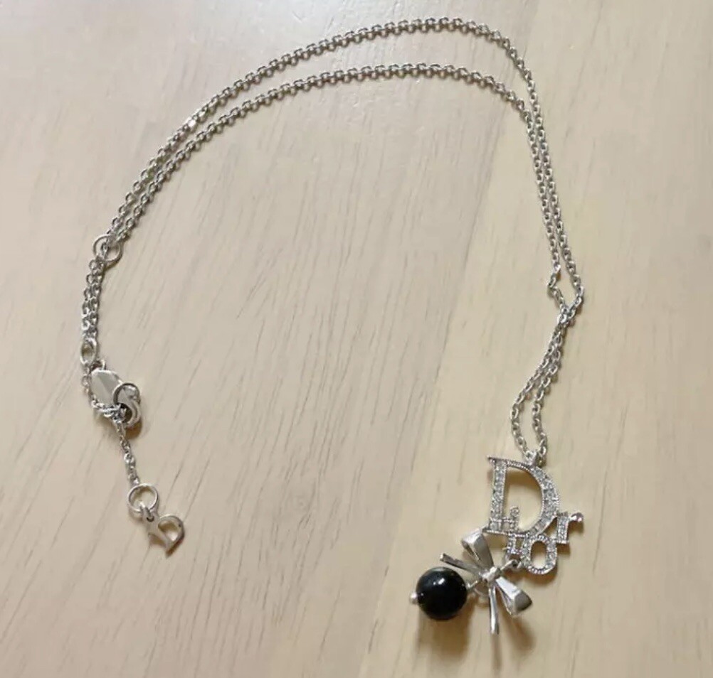 アクセサリー Christian Dior Trotter Logo Necklace Christian Dior Trotter Logo Necklace Silver Women's From