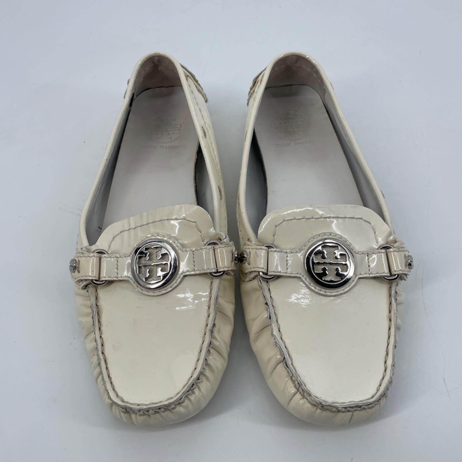 Tory Burch Harrison Women Size 6.5 off white Patent Leather loafers Driving Shoe thumbnail 2