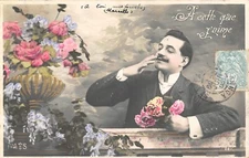 Old postcard fantasy, art photo man (139870)