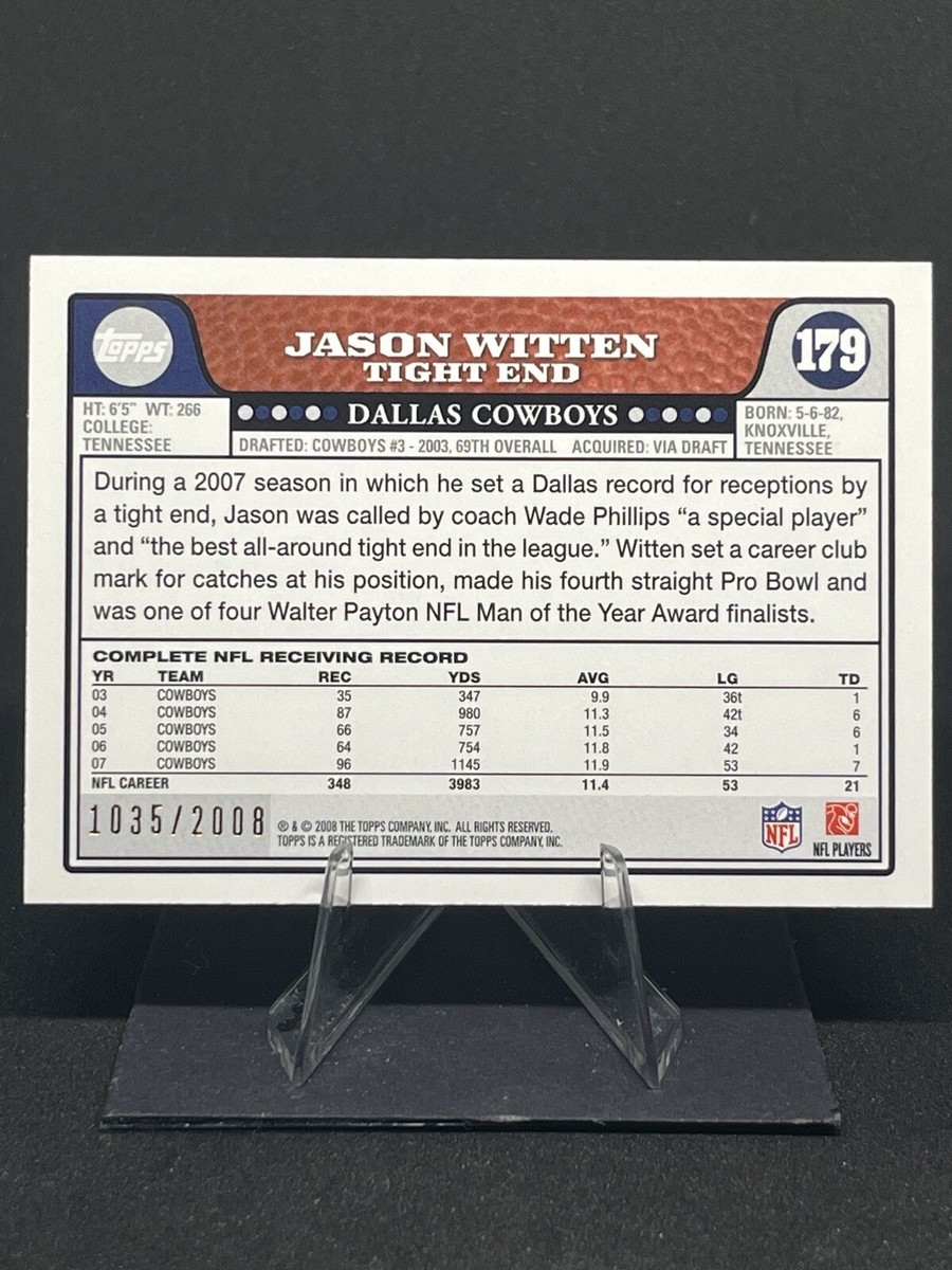 JASON WITTEN 2008 Topps Football GOLD /2008 #179 Dallas