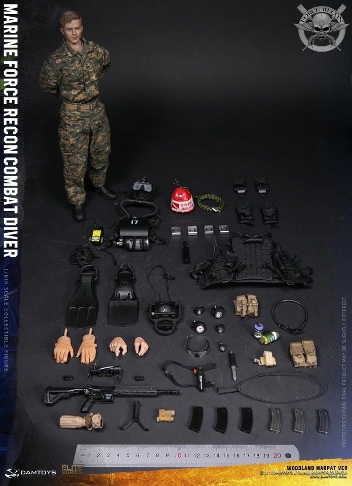 DAMToys Presa Escala 1/6 12" USMC Marine Force Recon Combat Diver Marpat 78055 Nuevo Foto 3 de 3