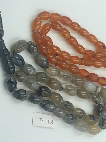 2 Genuine GRAY SOLEYMANI AND ORANGE Yemani ROSARY BEADA/Tasbih مسبحة التسبيح - Picture 11 of 12