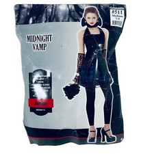 Midnight Vamp Vampire Junior Size Med 7-9 Black Halter Dress Halloween Costume