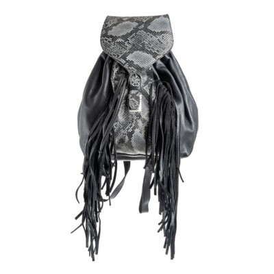 STS Ranchwear Santana Black Leather Snakeskin Print Backpack (STS38367)