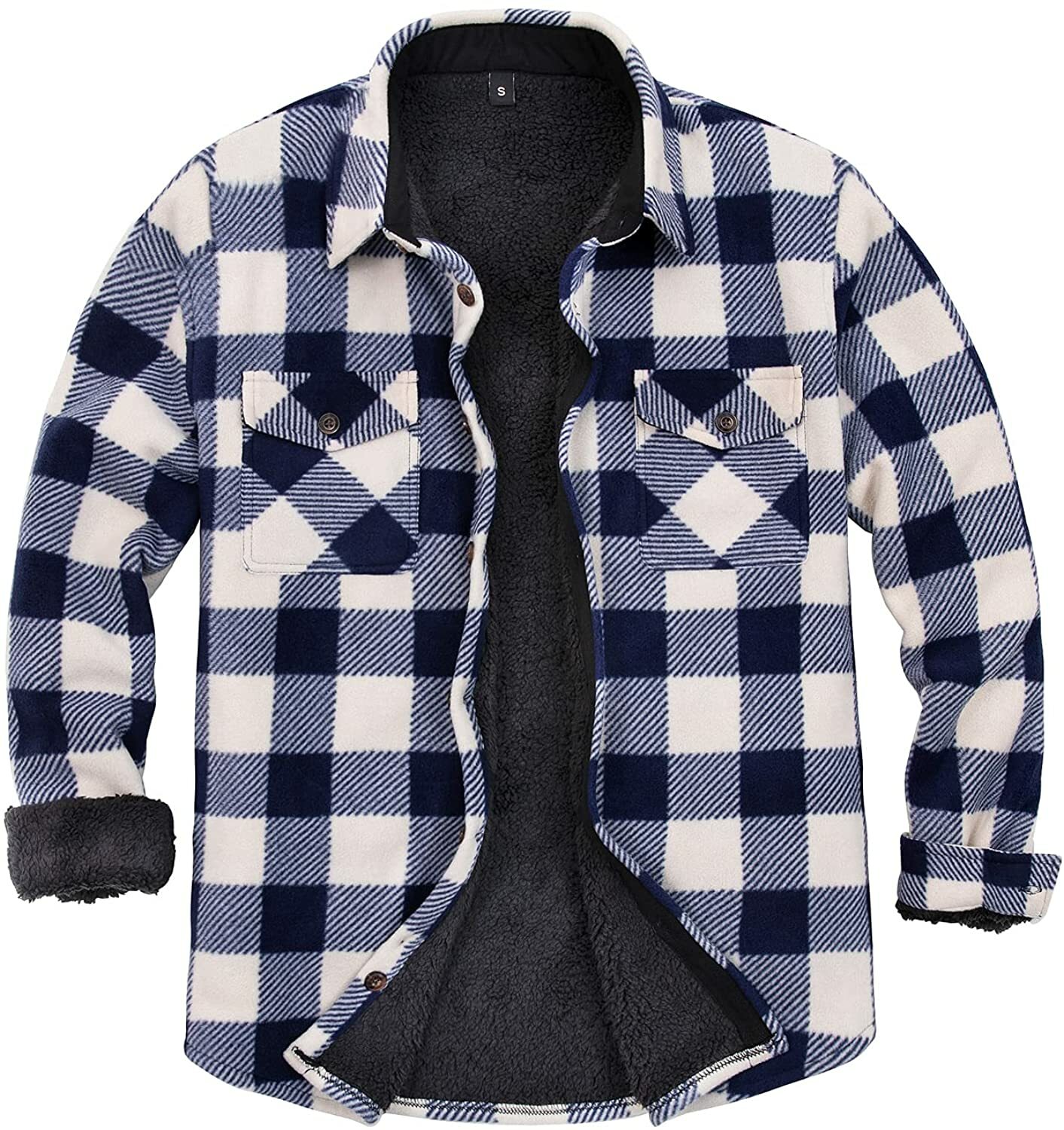 Men's Warm Sherpa Lined Fleece Plaid 