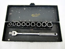 1940's Craftsman 1/4" Drive SAE Socket Set Breaker Bar & Case -BE- Made in USA