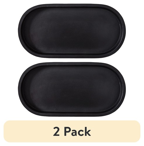 Urban Shop Black Ceramic Oval Tray, 11.8" W - Picture 9 of 10