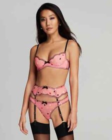 AGENT PROVOCATEUR SOLD OUT CONNY BRA 32C AP 2 SMALL SUSPENDER & BRIEF UK 8 BNWT