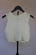 Y2K White Puff Top Women s Medium Textured Bu...