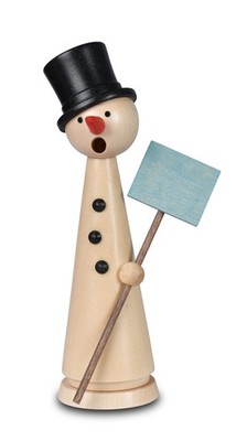 KWO - Räuchermann mini Schneemann Herbert, natur, Holzkunst, 15cm - 2025