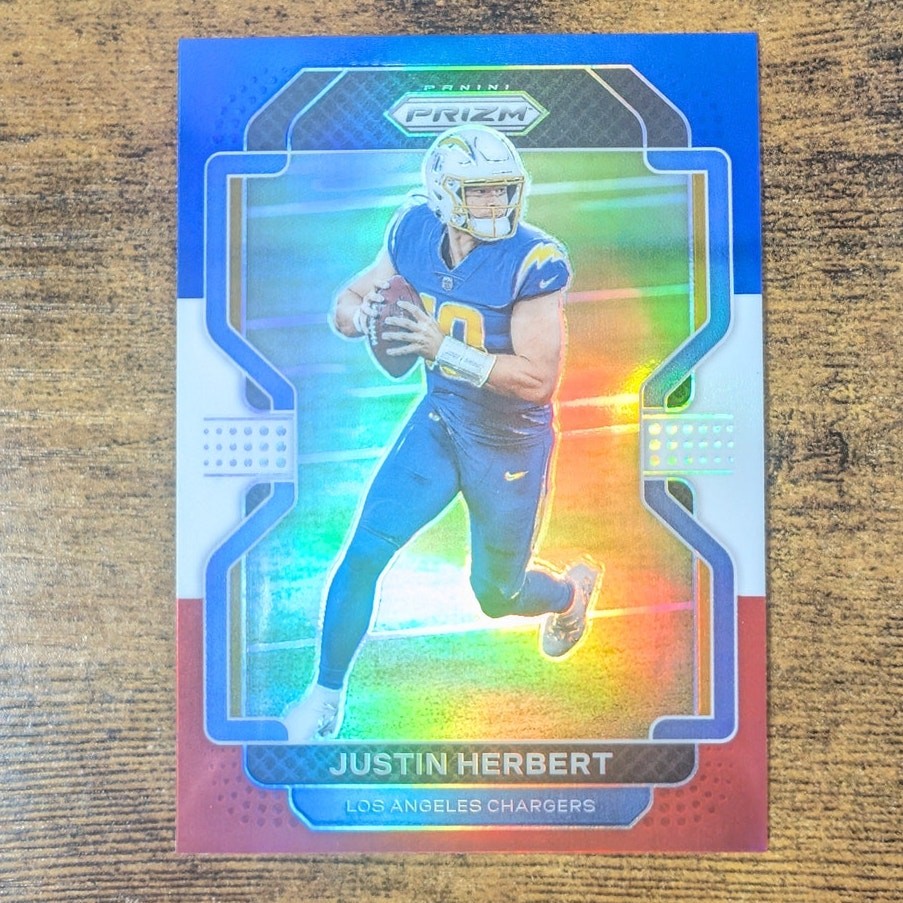 2021 Panini Prizm Justin Herbert #169 Red White Blue Prizm Chargers QB Parallel