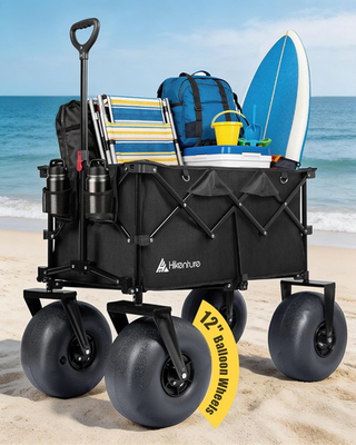 #ad Hikenture Beach Wagon with 12quot; Balloon Wheels Upgraded PU Tires Collapsible Wag $256.03