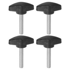 4pcs Tee Wing Knobs Thumb Screws M6 x 35mm Standard Male Thread Plastic Black