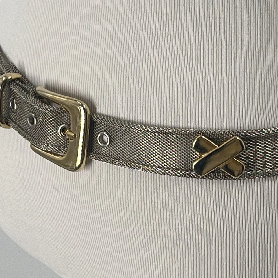 Винтажный золотистый сетчатый ремень смелый блестящий Studio 54 ретро заявление изделие - Изображение 2 из 4