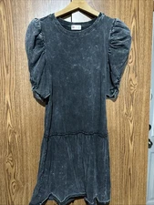 So Dress Size M stonewashed, black gathered sleeves