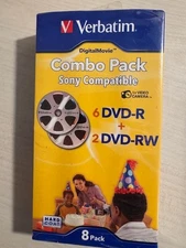 Verbatim Digital Movie Combo Pack = 6 DVD-R + 2 DVD-RW = for Video Camera = NIB