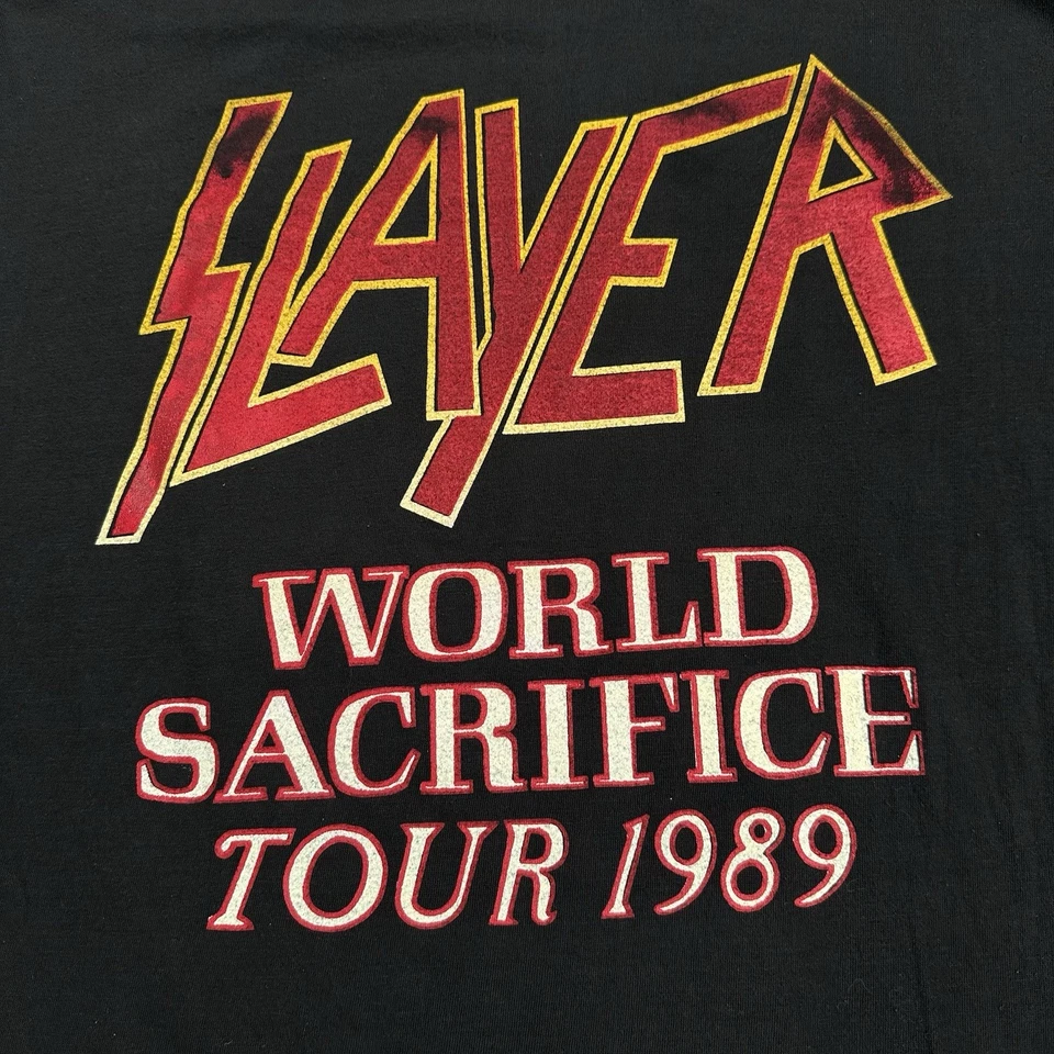 Camiseta DE COLECCIÓN Slayer World Sacrifice Tour Banda Etiqueta México Para Hombres XL 1989 Foto 4 de 4